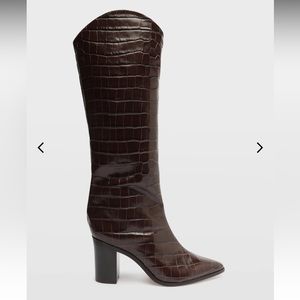 Analeah croc-embossed knee high boots